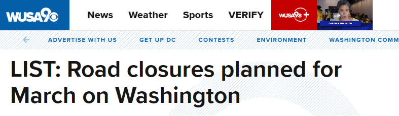 周六“为工作和自由向华盛顿进军”60周年纪念日，华府这些路段交通管制