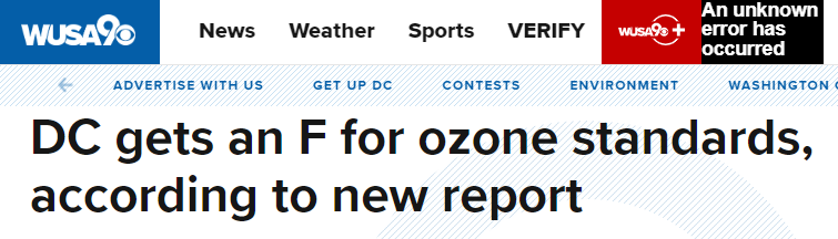 华府及马州多地臭氧污染严重